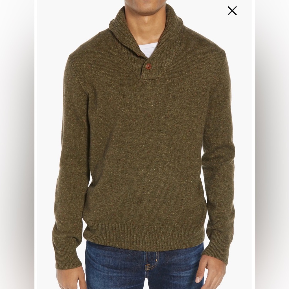 J. Crew men’s shawl neck brown wool blend sweater
